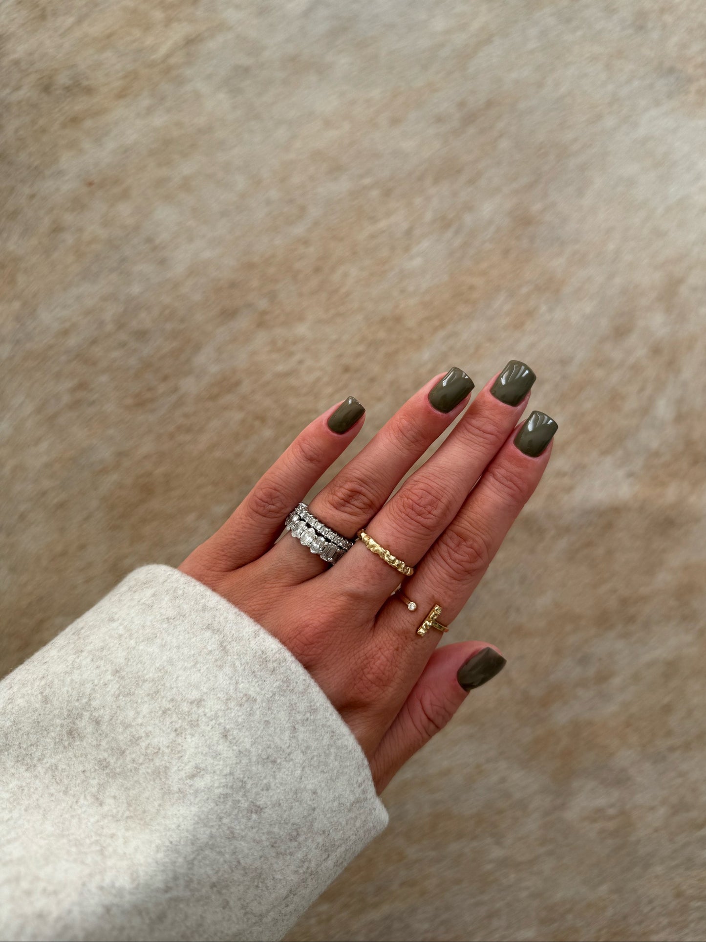 Detailed shot 14 karat gold textured ring by BlaireBe Jewelry