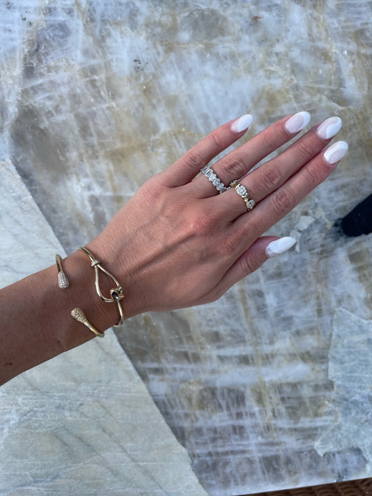 Close up 14 karat gold lab-grown diamond bracelet by BlaireBe Jewelry
