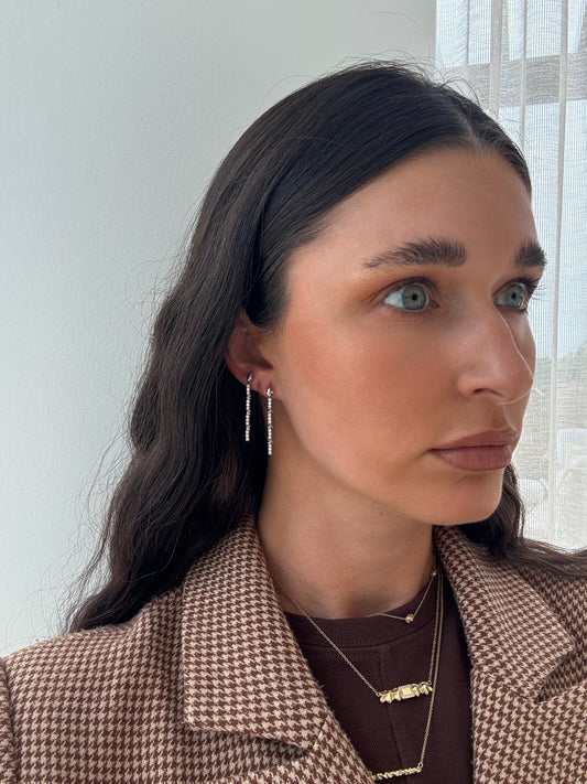 14 karat gold lab-grown diamond dangle earrings by BlaireBe Jewelry