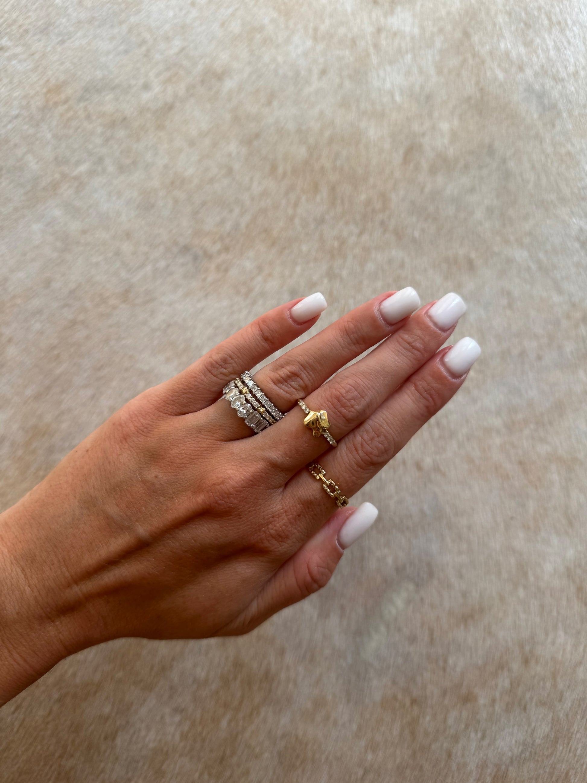 Close up 14 karat gold lab-grown diamond nugget ring by BlaireBe Jewelry