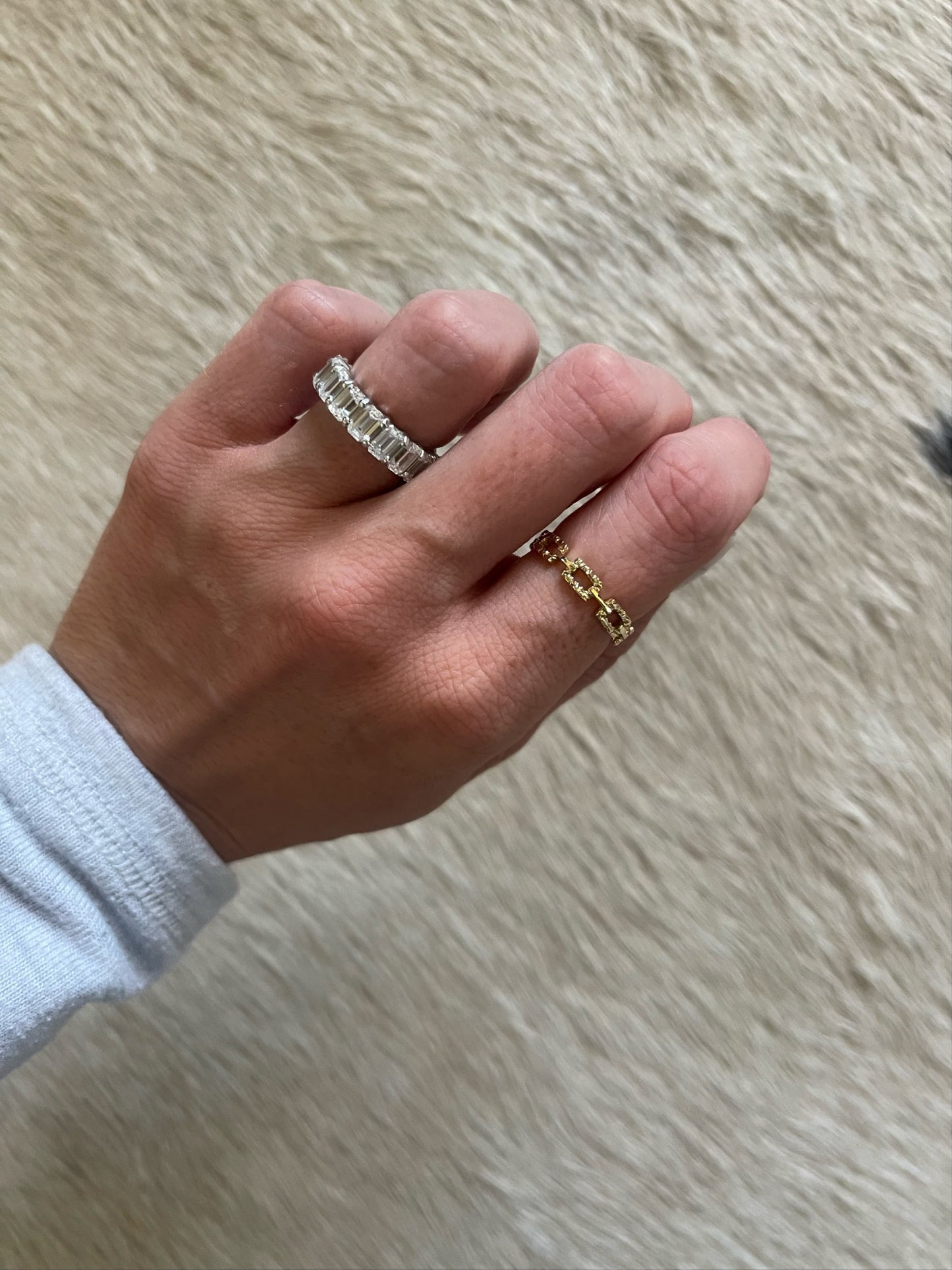 Close up 14 karat gold chain ring by BlaireBe Jewelry