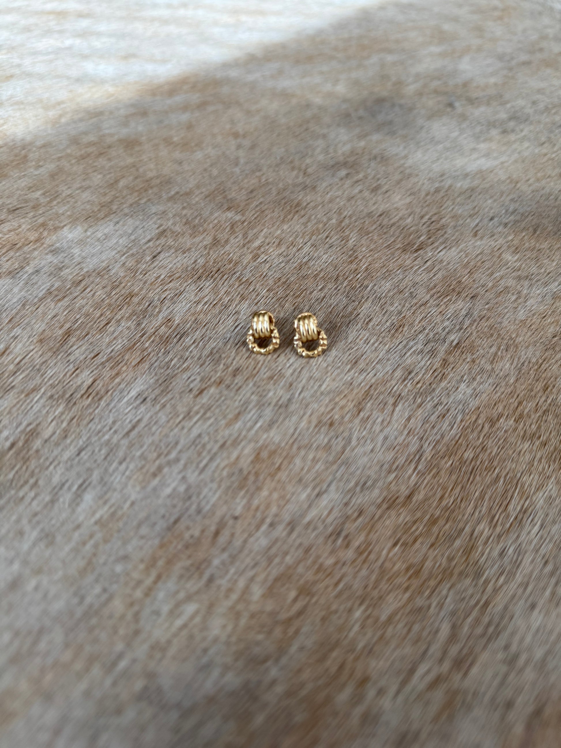 Detailed view 14 karat gold door knocker earrings by BlaireBe Jewelry