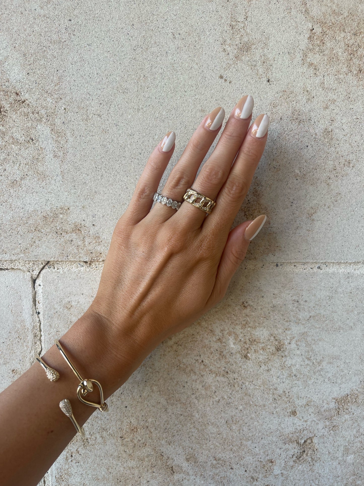 Detailed 14 karat gold lab-grown diamond chunky chain link ring by BlaireBe Jewelry