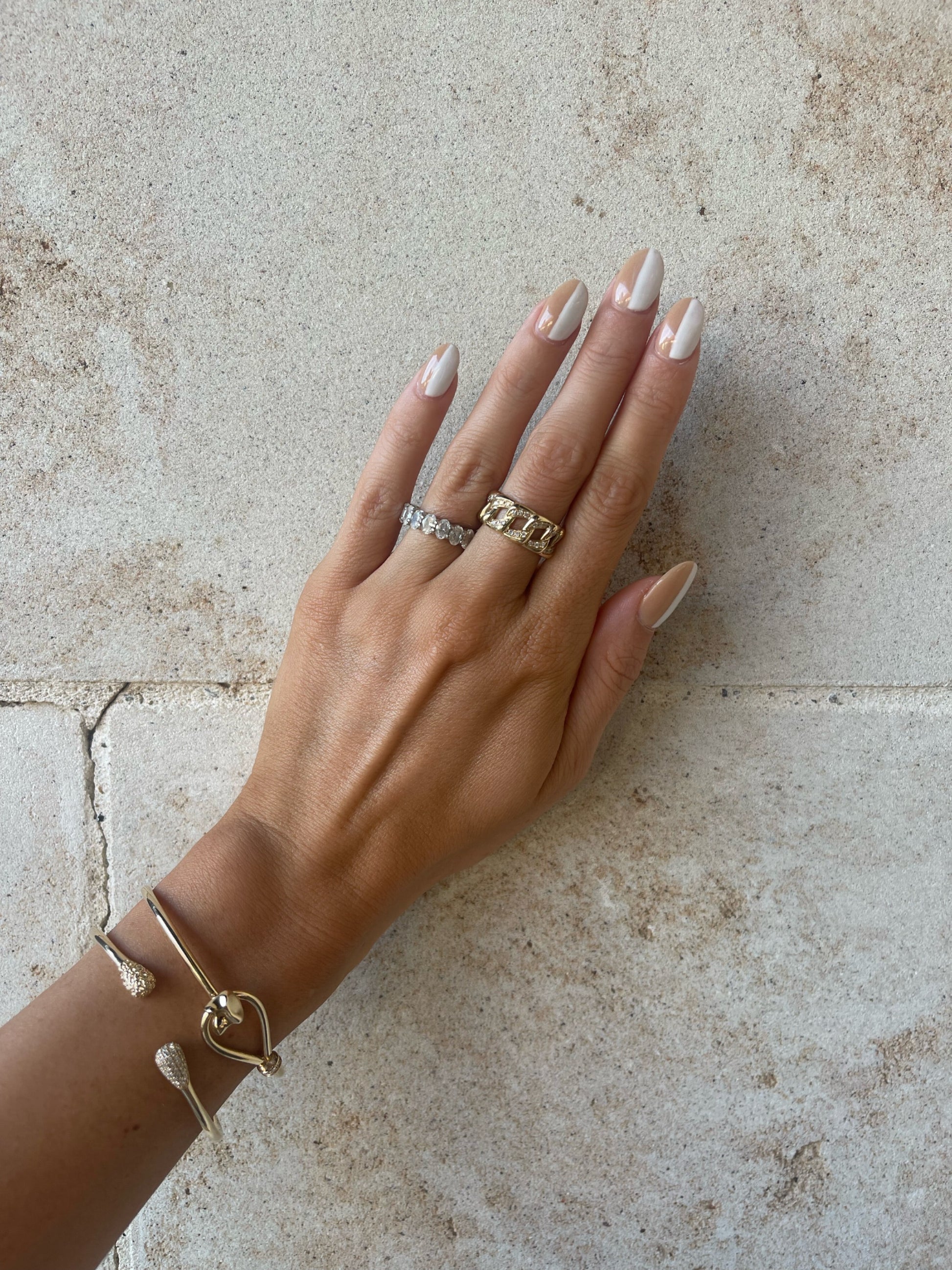 Detailed 14 karat gold lab-grown diamond chunky chain link ring by BlaireBe Jewelry