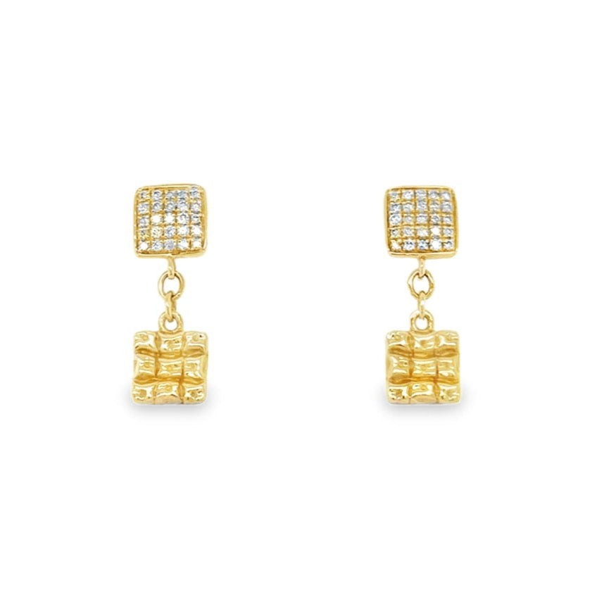 Mindy earrings 14 karat gold lab-grown diamond square earrings by BlaireBe Jewelry