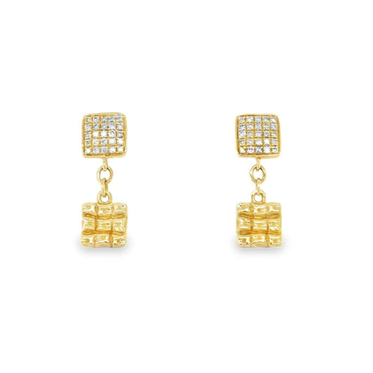 Mindy earrings 14 karat gold lab-grown diamond square earrings by BlaireBe Jewelry