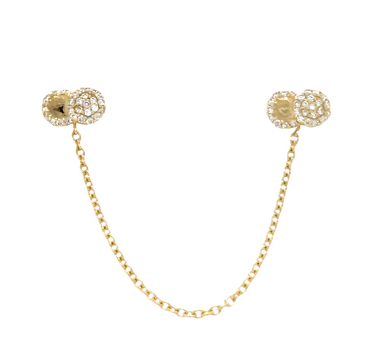 GG earring 14 karat gold lab-grown diamond double post earring by BlaireBe Jewelry