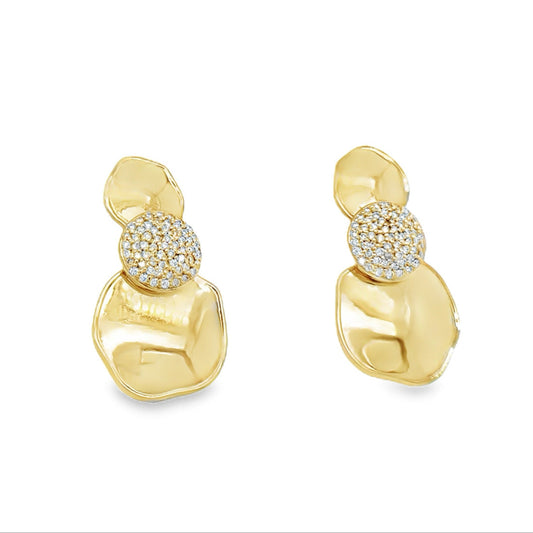 14 karat gold lab-grown diamond round earrings by BlaireBe Jewelry