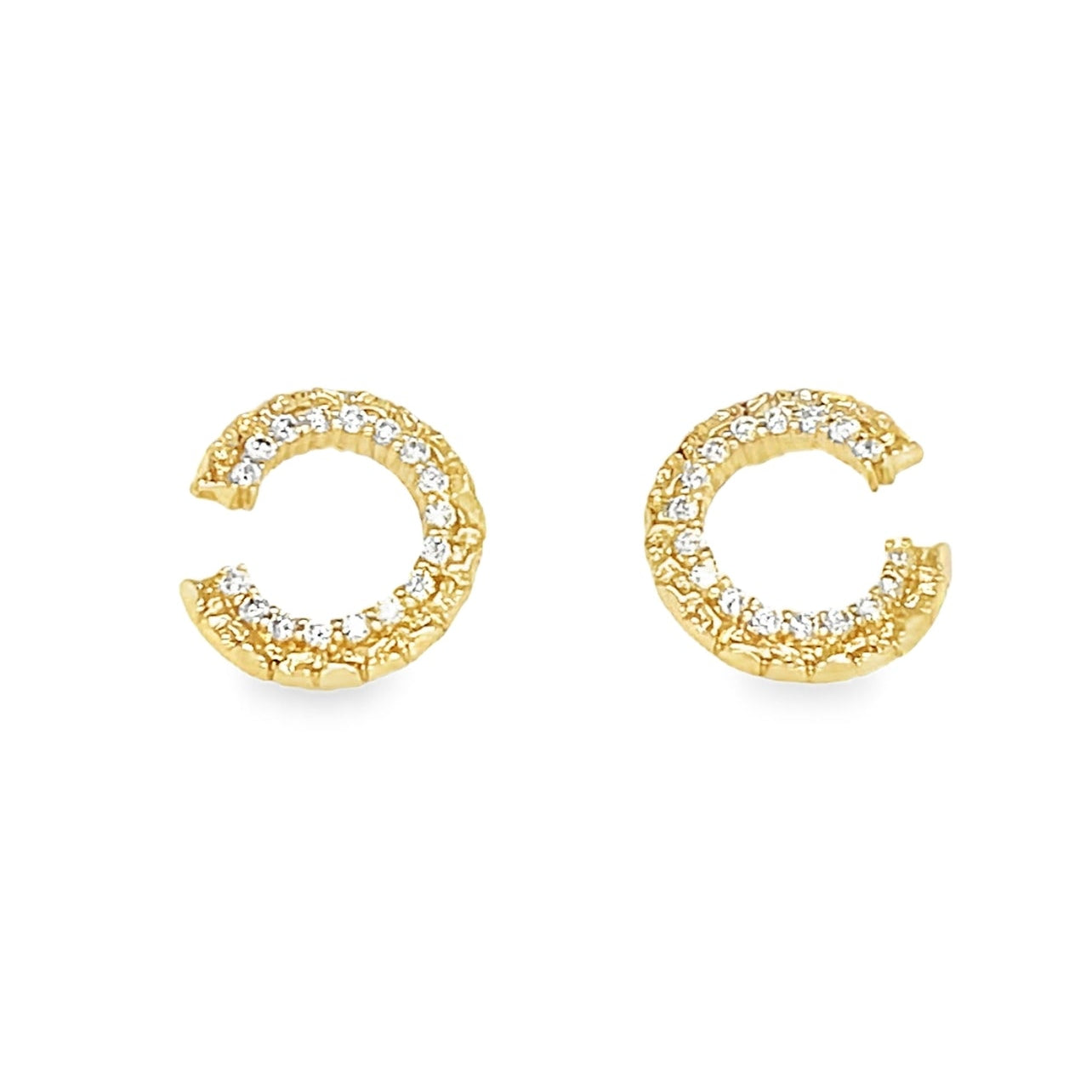 Callahan earrings 14 karat gold lab-grown diamond half circle earrings by BlaireBe Jewelry