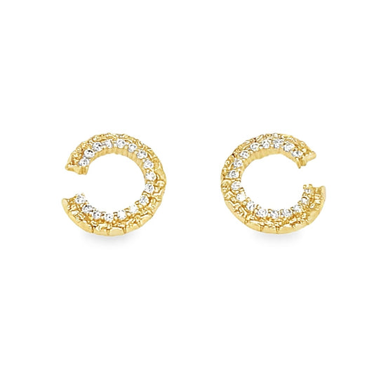 Callahan earrings 14 karat gold lab-grown diamond half circle earrings by BlaireBe Jewelry