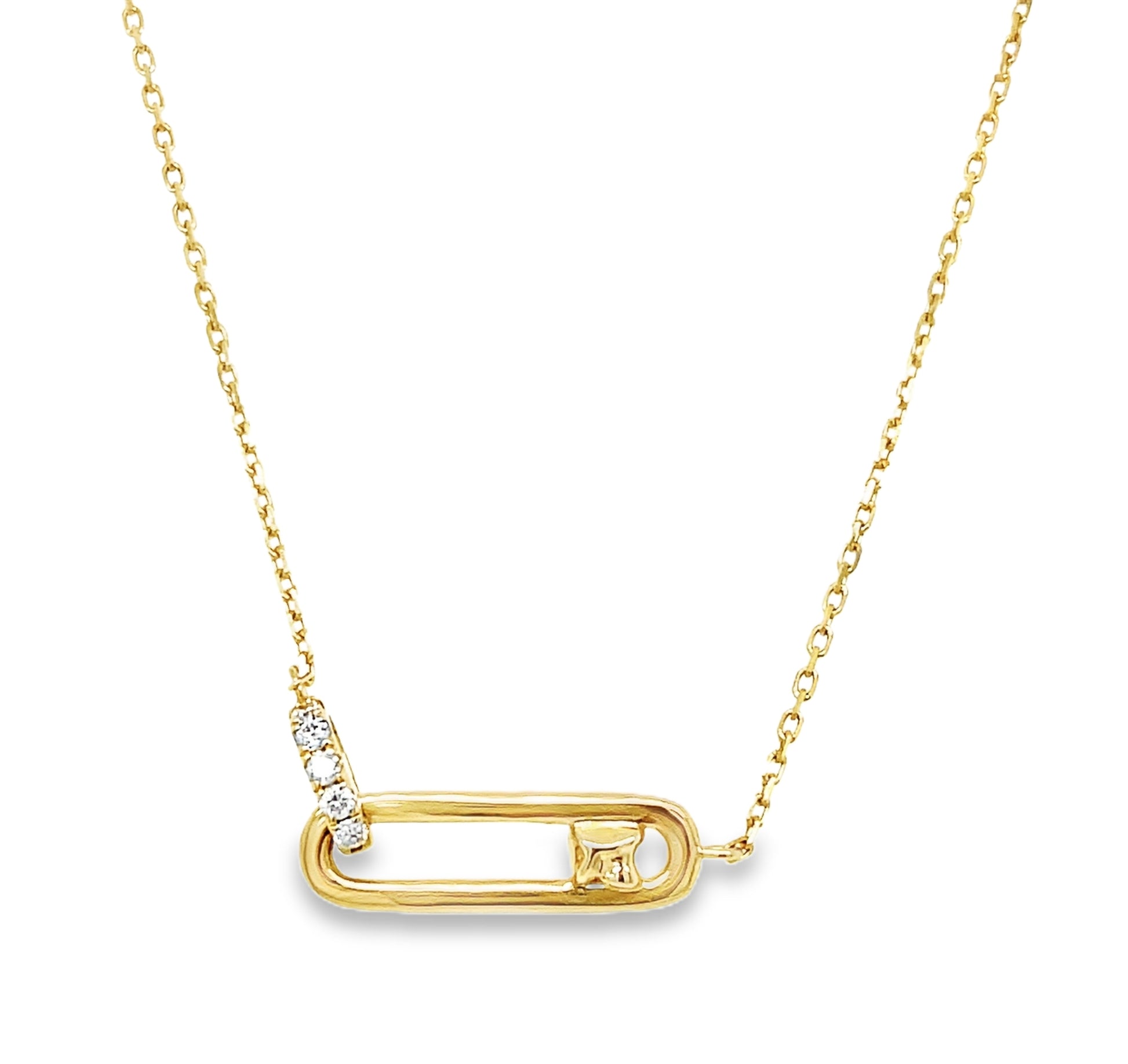 Pepper necklace 14 karat gold lab-grown diamond paperclip necklace by BlaireBe Jewelry