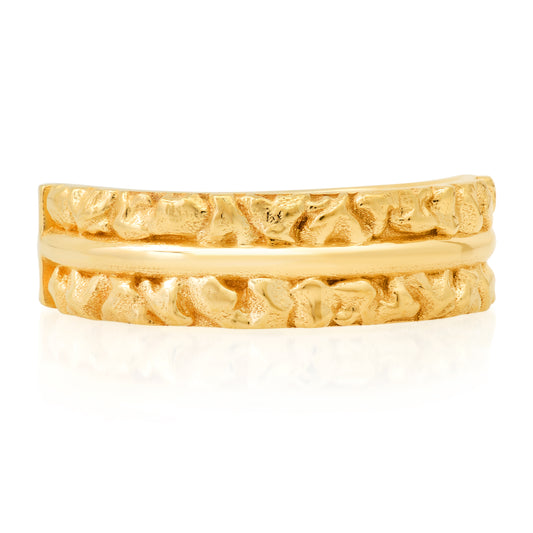 Conblike ring 14 karat gold textured band ring by BlaireBe Jewelry