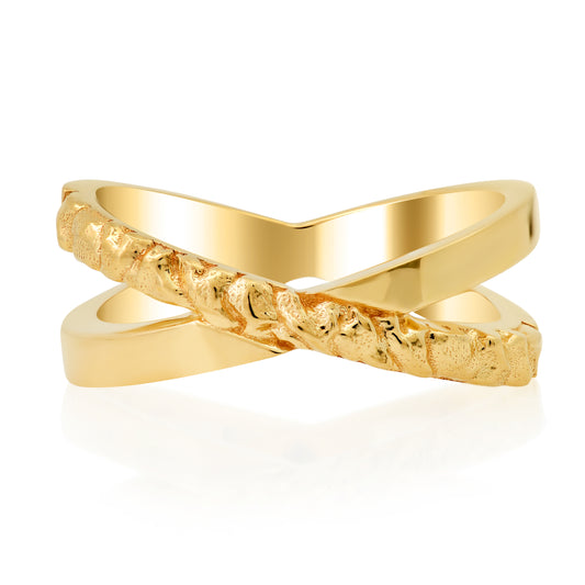 Trixie ring 14 karat gold X shaped ring by BlaireBe Jewelry