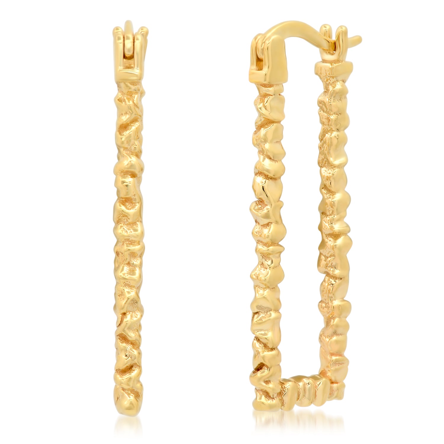 Oak earrings 14 karat gold delicate rectangle earrings by BlaireBe Jewelry