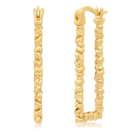 Oak earrings 14 karat gold delicate rectangle earrings by BlaireBe Jewelry