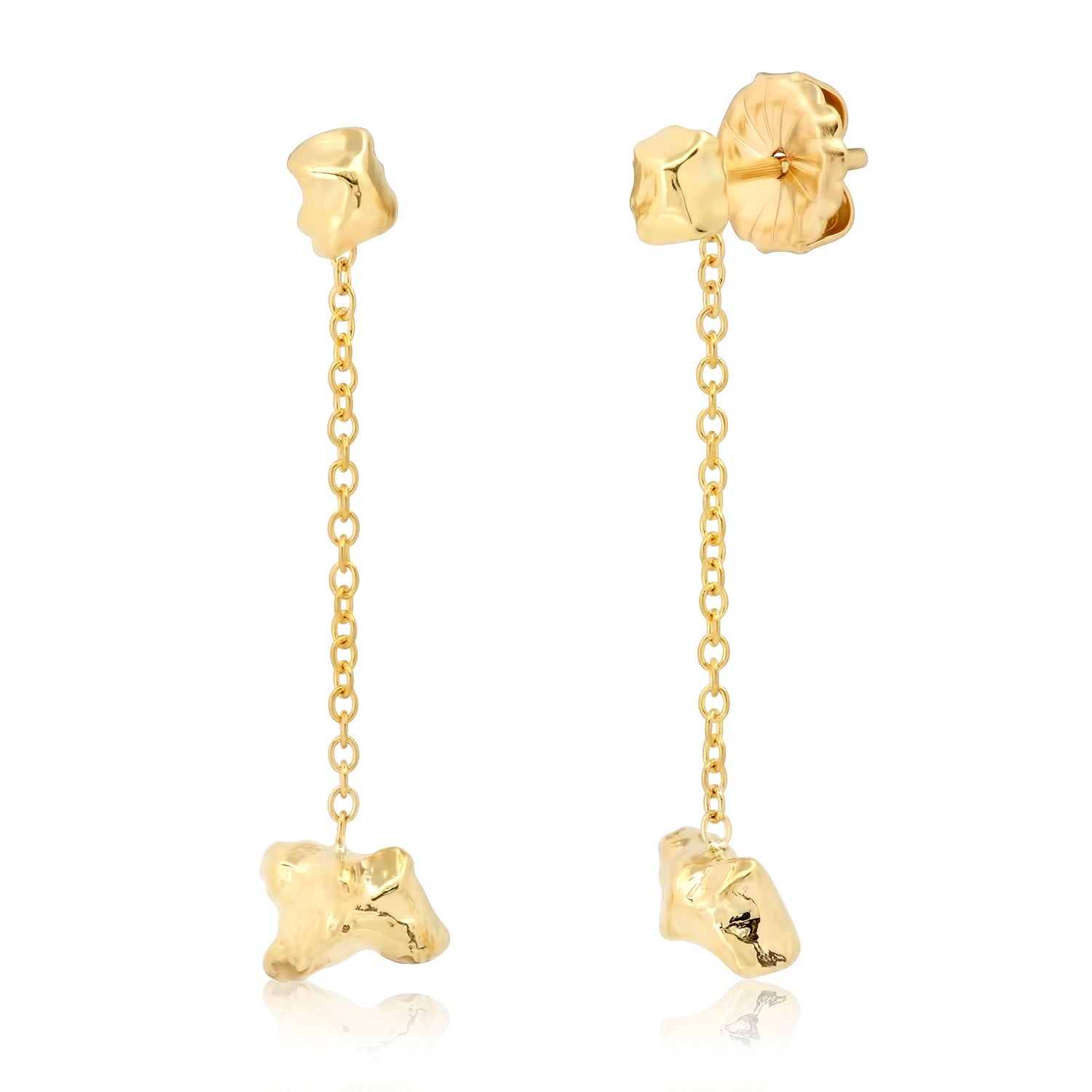 Lechner earrings 14 karat gold nugget drop earrings by BlaireBe Jewelry