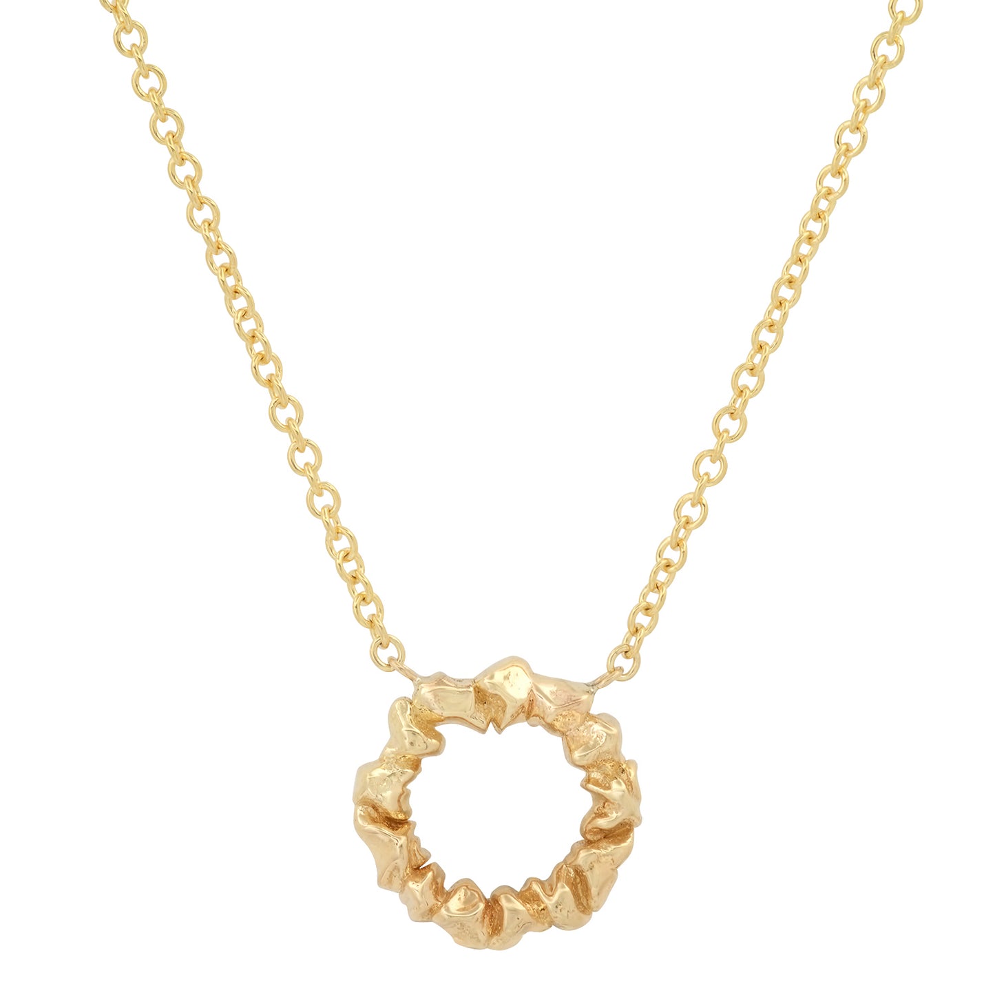 Olivia necklace 14 karat gold chunky circle pendant by BlaireBe Jewelry