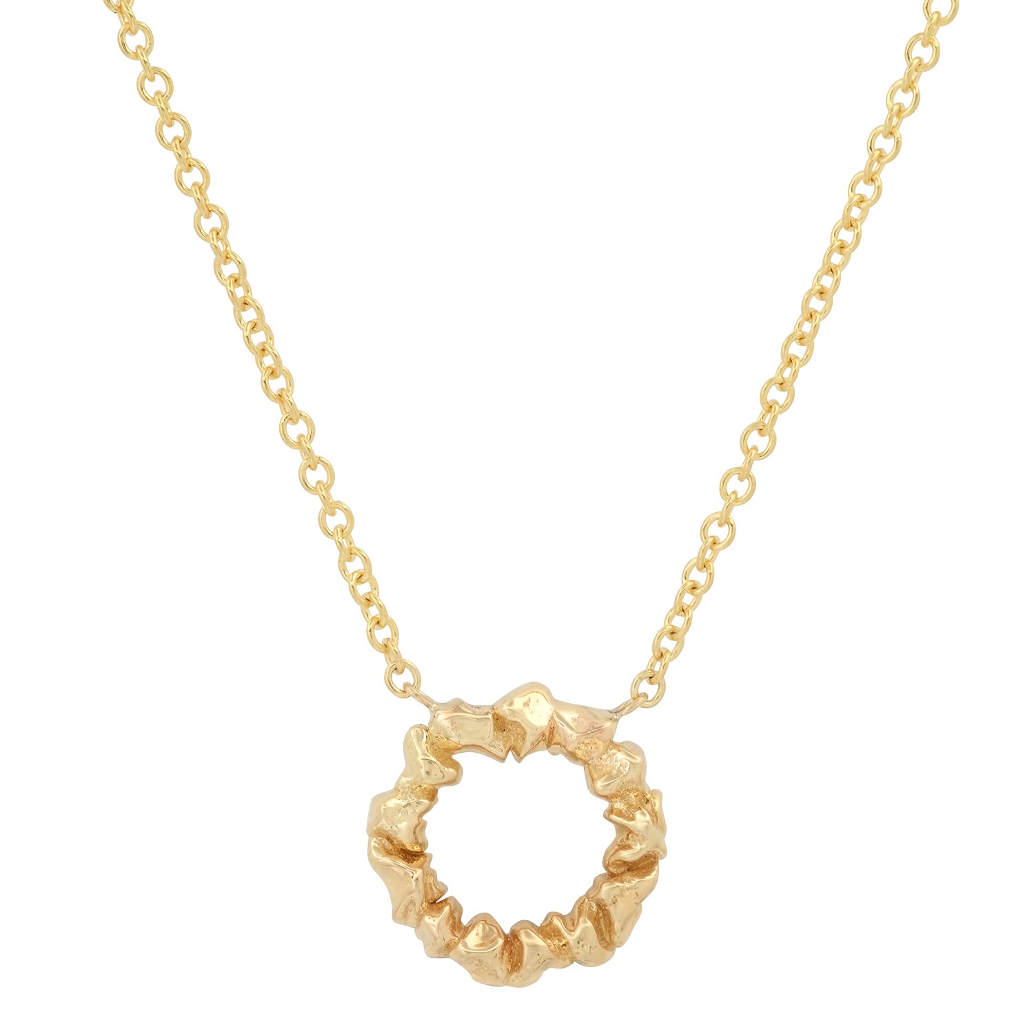 Olivia necklace 14 karat gold chunky circle pendant by BlaireBe Jewelry