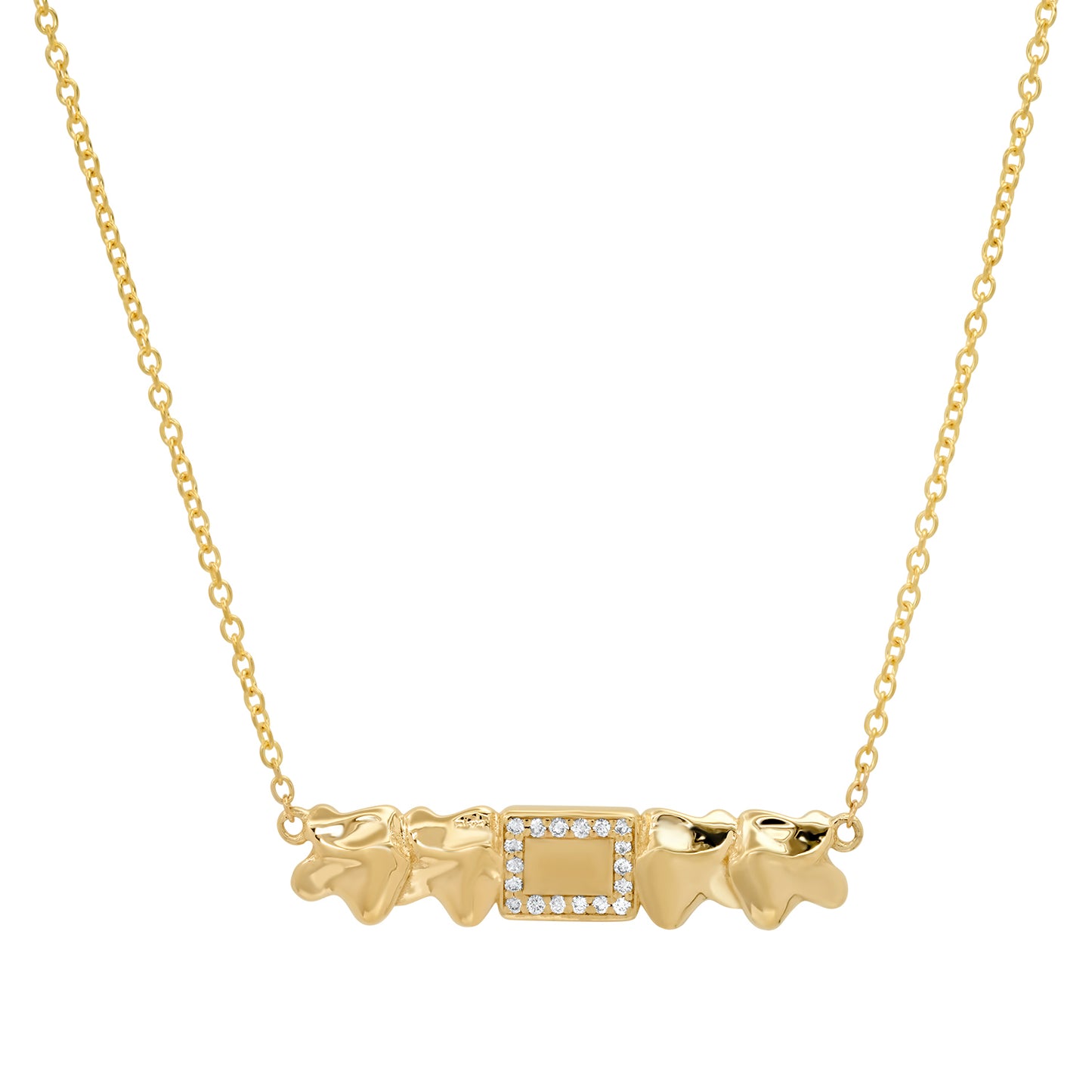 Christopher necklace 14 karat gold lab-grown diamond nugget bar necklace by BlaireBe Jewelry