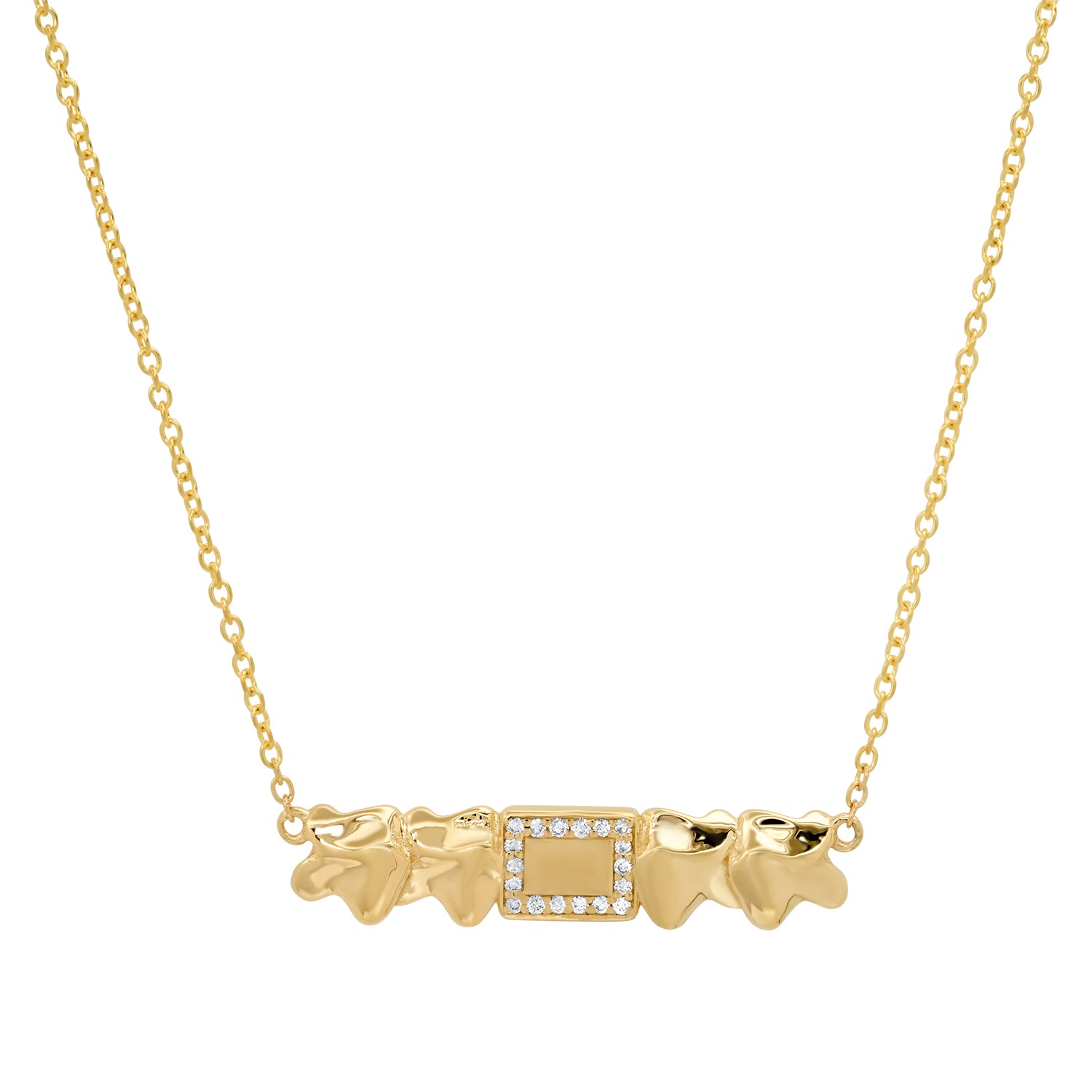 Christopher necklace 14 karat gold lab-grown diamond nugget bar necklace by BlaireBe Jewelry