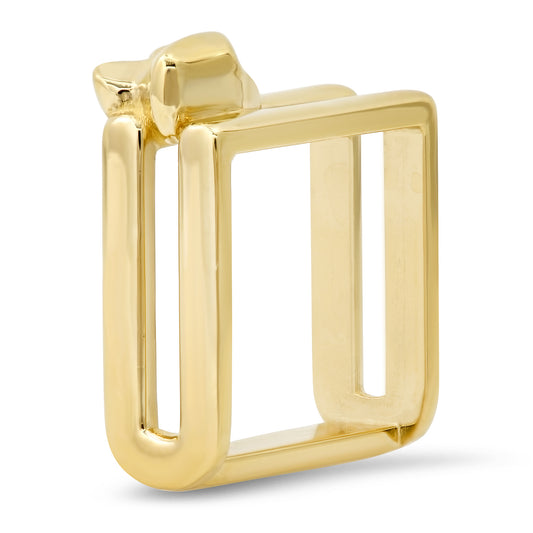 Jonita ring side view 14 karat gold chunky square ring by BlaireBe Jewelry