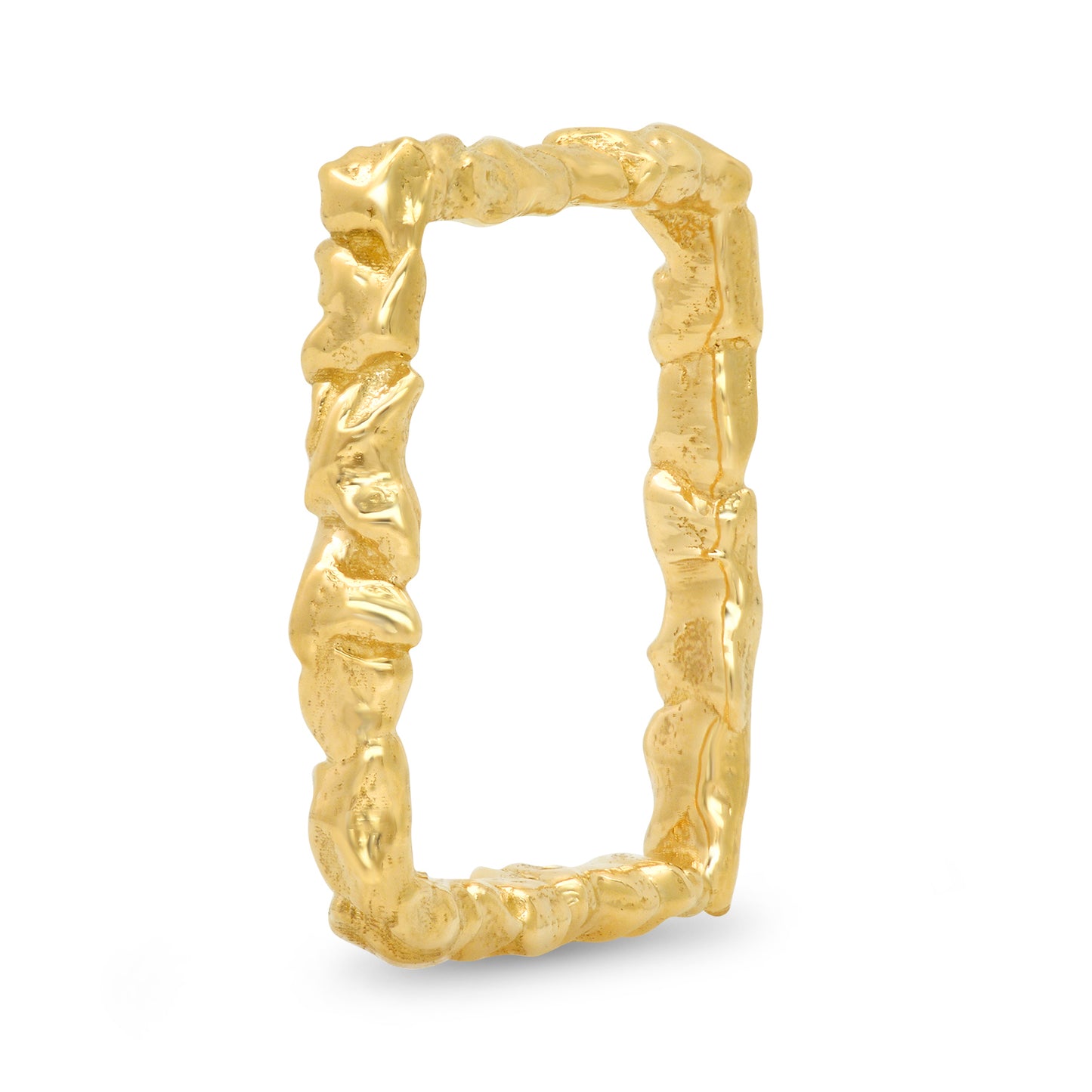Charles squared ring side view 14 karat gold lab-grown diamond stacking square ring by BlaireBe Jewelry