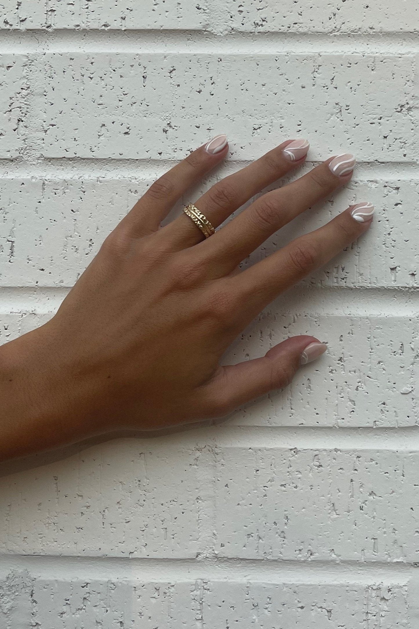 Side view 14 karat gold textured band ring by BlaireBe Jewelry